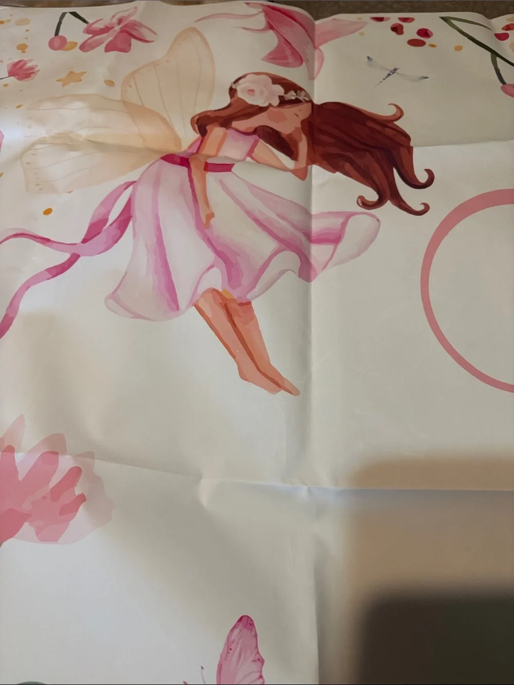 Banner for a baby shower- Pink Floral Fairy Design 39x59